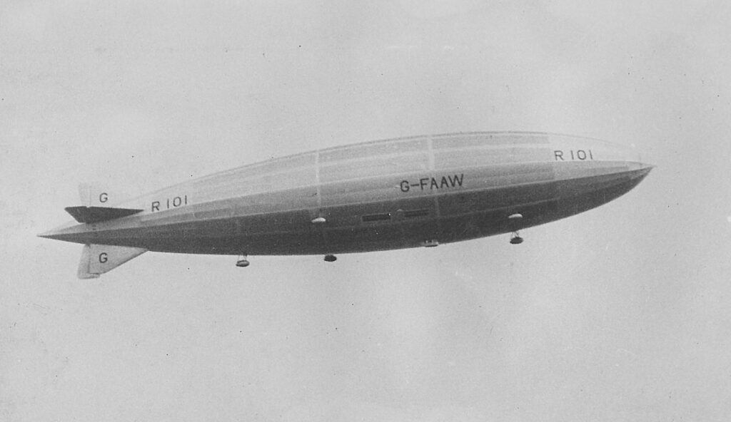 The R101 Airship in fight.